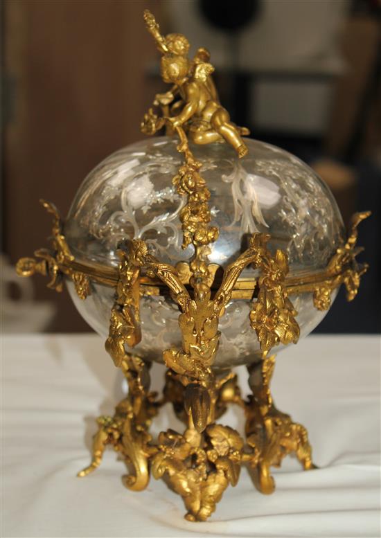 A 19th century French ormolu mounted glass and silver casket, by Alphonse Giroux of Paris, 9in.